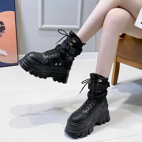 Botas de moto con plataforma punk