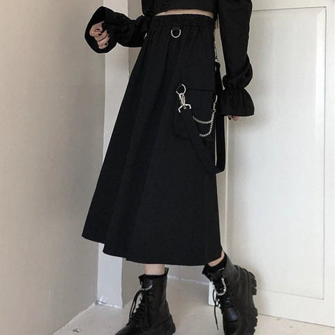 Falda larga retro de Techwear