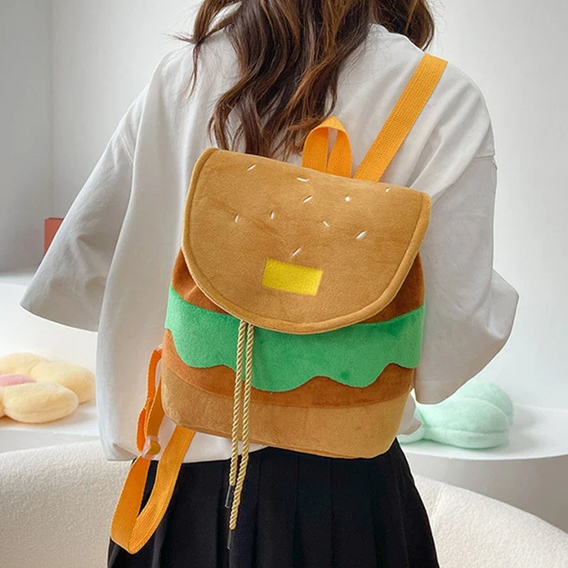 Süßer Plüsch-Rucksack im Burger-Stil