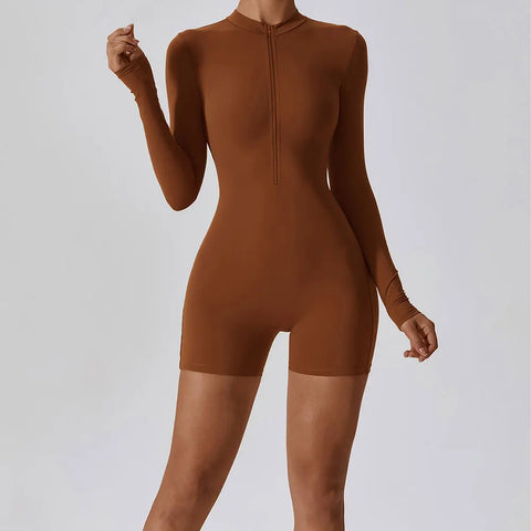 Karina - Long Sleeve Zipper Active Romper