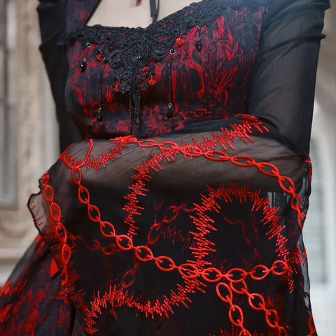 Rotes Gothic Outfit Set - Bluse &amp; Rock