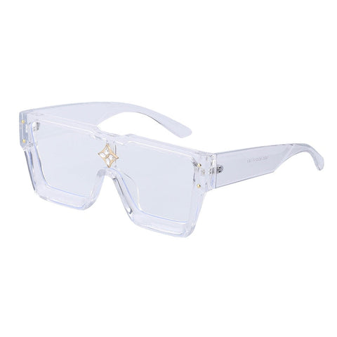 Oversized Crystal Frame Squared Sunglasses