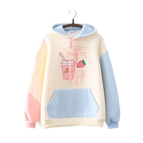 Sudadera polar con capucha y leche de fresa