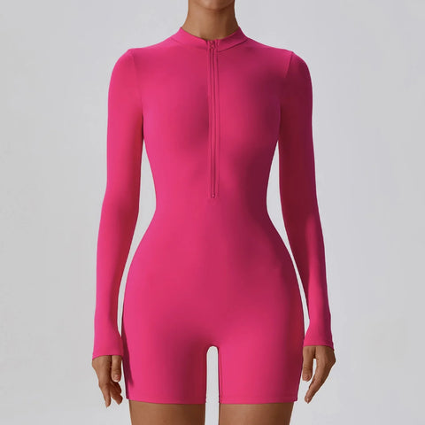 Karina - Long Sleeve Zipper Active Romper