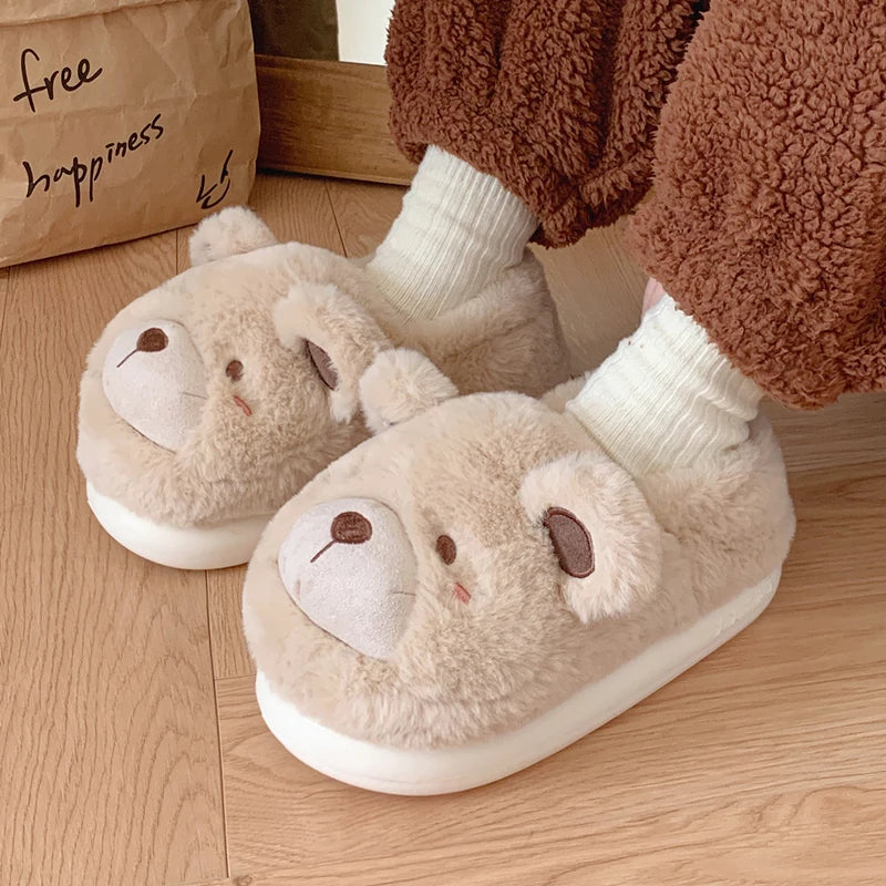 Pantuflas de invierno con forma de oso kawaii