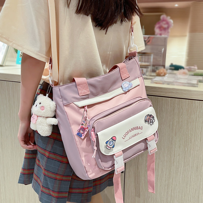 Conjunto de mochila y bolso con estética escolar japonesa