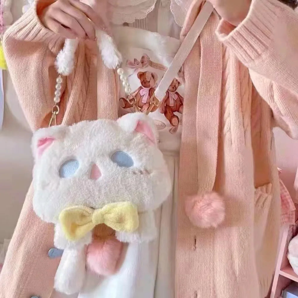 Lindo bolso de hombro con forma de gato de peluche de Lolita