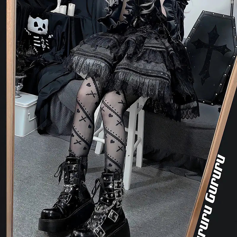 Gothic Lolita Herzstrümpfe