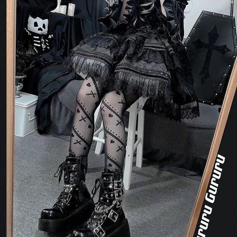 Gothic Lolita Herzstrümpfe