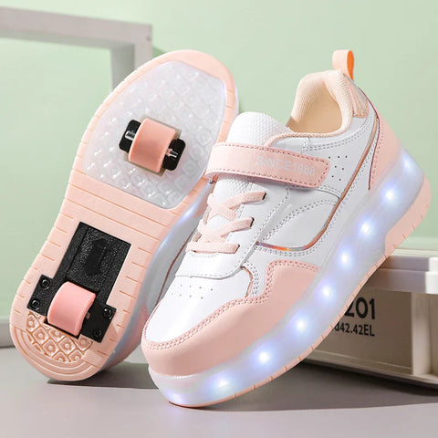 Lindas zapatillas con ruedas LED en colores pastel