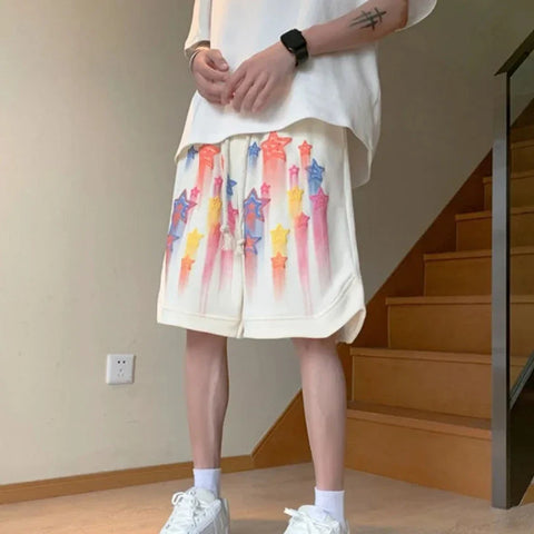 Kawaii Oversize-Shorts mit Sternen