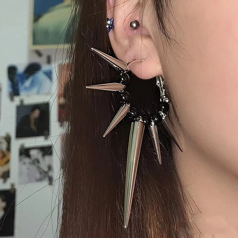 Pendientes de plata estilo punk harajuku