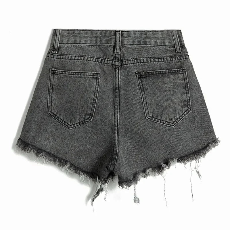 Koreanische Jeansshorts mit hoher Taille