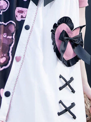 Vestido gótico de contraste de Harajuku