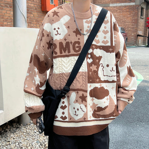 Kawaii-Pullover mit Cartoon-Strick