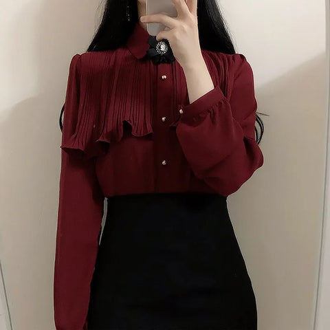 Koreanische süße Preppy-Bluse