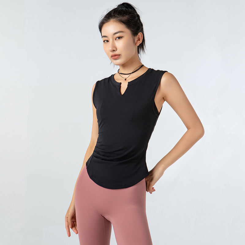 Top de yoga y fitness para mujer sin mangas con cuello en V