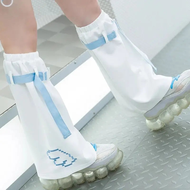 Conjunto de ropa blanca de Harajuku: cárdigan y calentadores de piernas