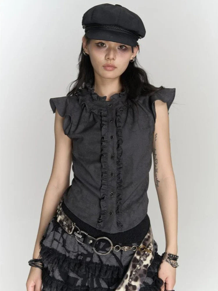 Korean Style Sleeveless Blouse