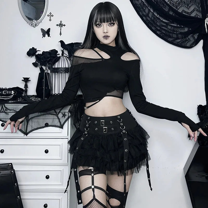 Goth Pleated Mini Skirt