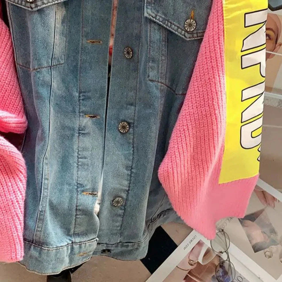 Chaqueta vaquera de gran tamaño de Harajuku