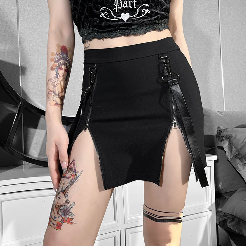 Goth Split Mini Skirt