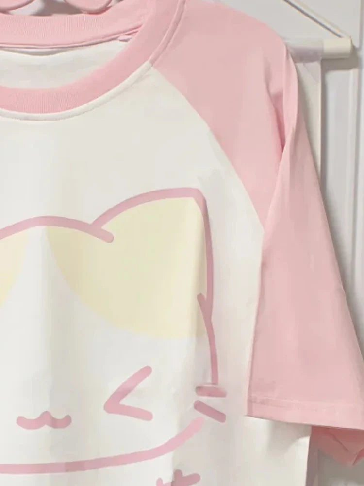 Kawaii Pastell Katze Lose T-Shirt