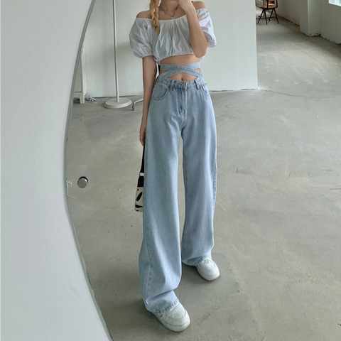 Denim Retro High Waist Pants