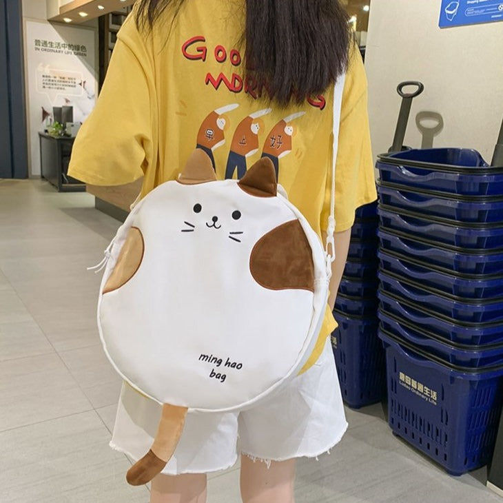 Bolso circular con forma de gato kawaii