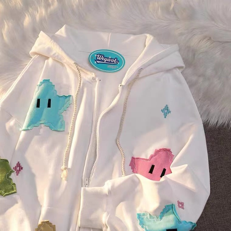 Sudadera con capucha de estrellas kawaii