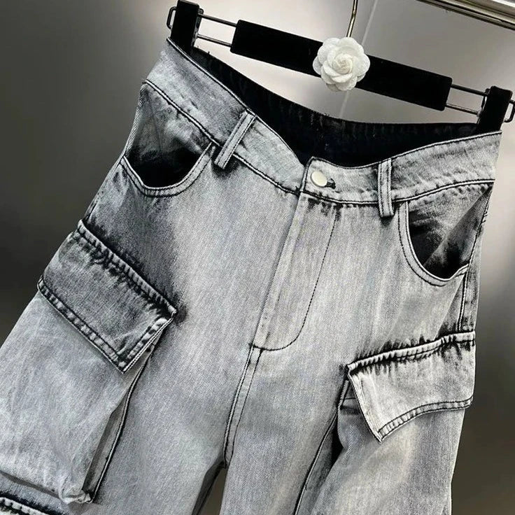 Jeans mit Farbverlauf und hoher Taille