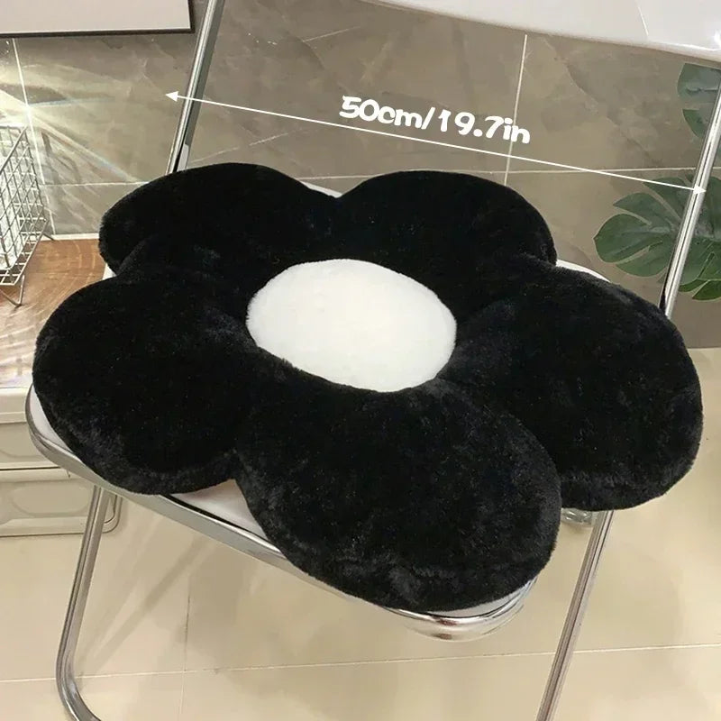 Cute Black & White Flower Soft Pillow