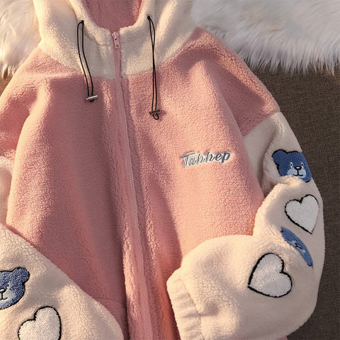 Sudadera con capucha de lana kawaii