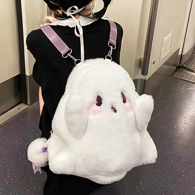 Bonita mochila mullida con forma de fantasma 