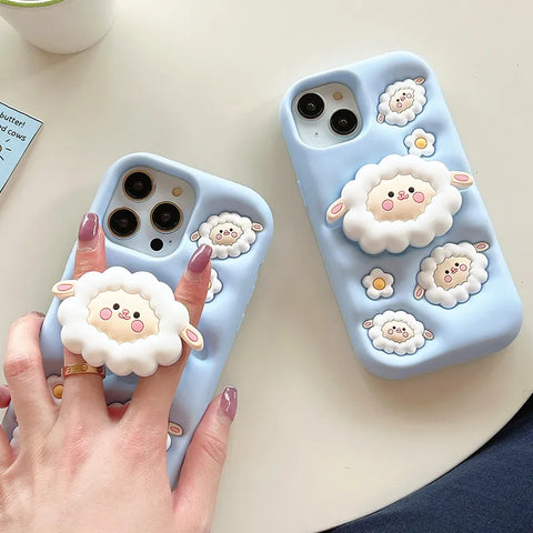 Funda para iPhone con diseño de ovejas 3D kawaii