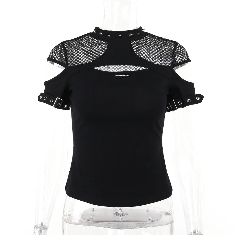 Fishnet Patchwork Gothic Top