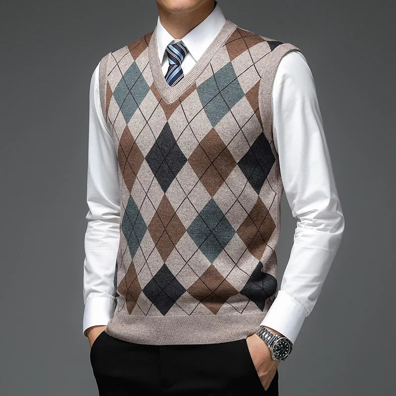 Atticus - Men's Argyle Knitted Sweater Vest