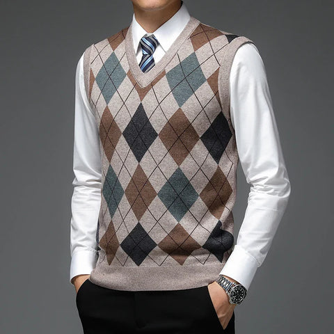 Atticus - Men's Argyle Knitted Sweater Vest