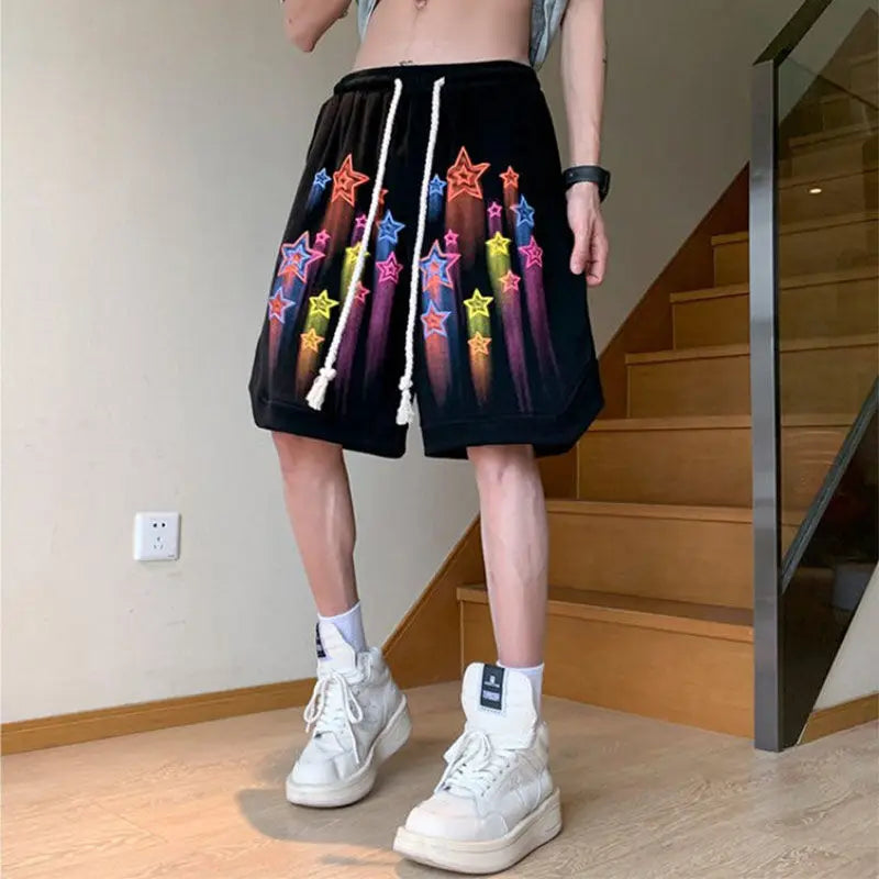 Kawaii Oversize-Shorts mit Sternen