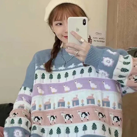 Vintage Kawaii Oversize Pullover