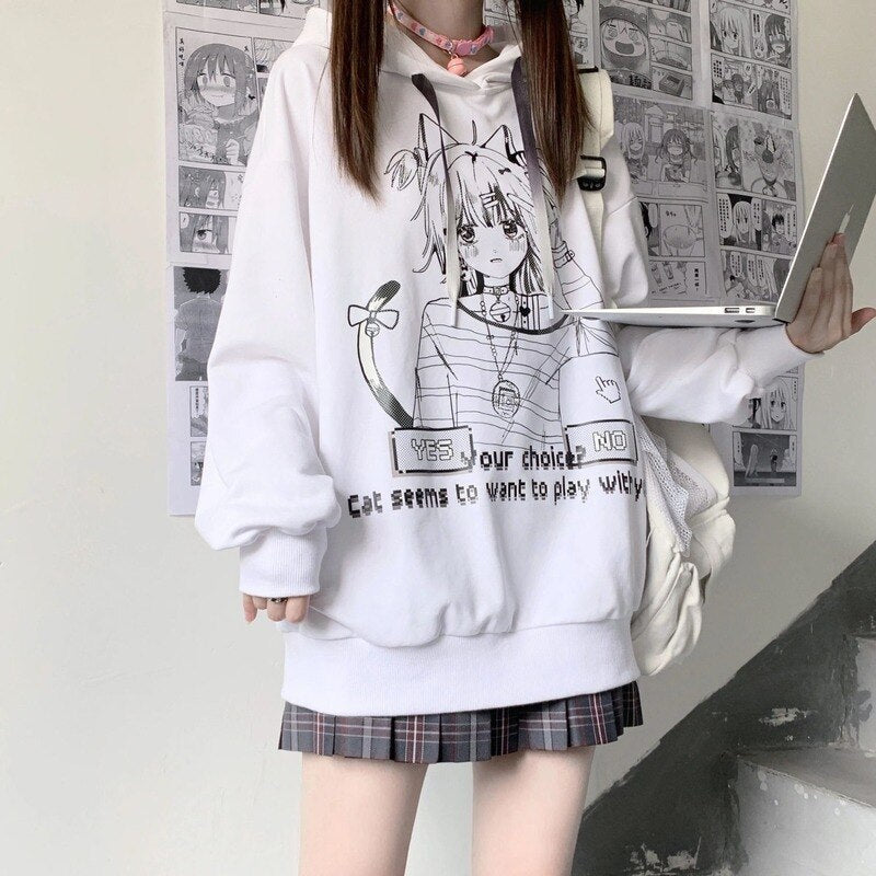 Sudadera con capucha oscura de estilo anime gótico