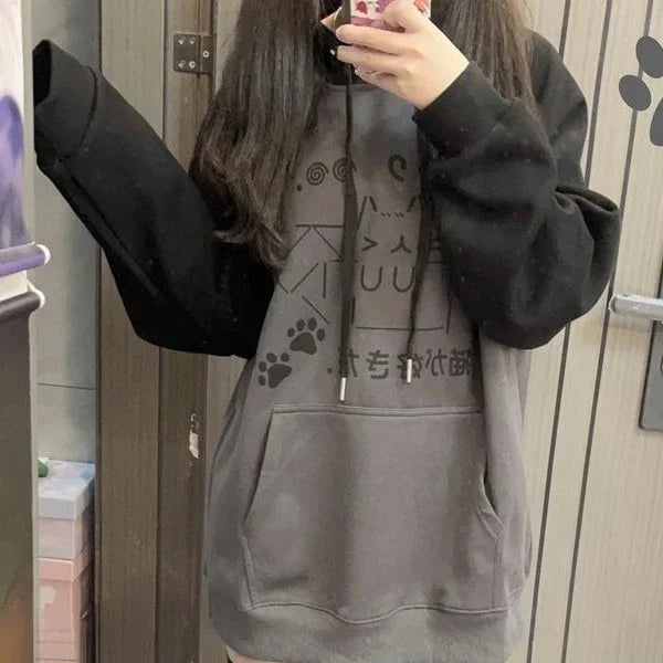 Sudadera con capucha de gato kawaii Y2k