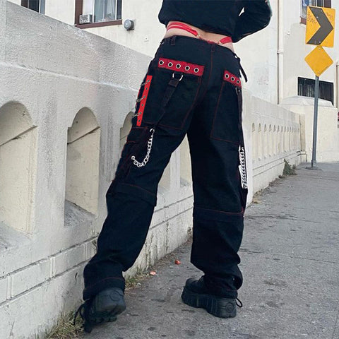 Korean Punk Gothic Cargo Pants