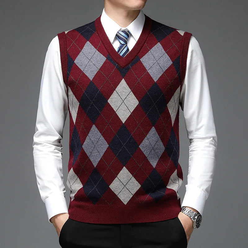 Atticus - Men's Argyle Knitted Sweater Vest