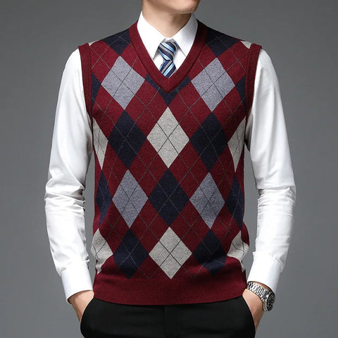 Atticus - Men's Argyle Knitted Sweater Vest