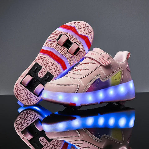 Lindas zapatillas con ruedas LED de Harajuku