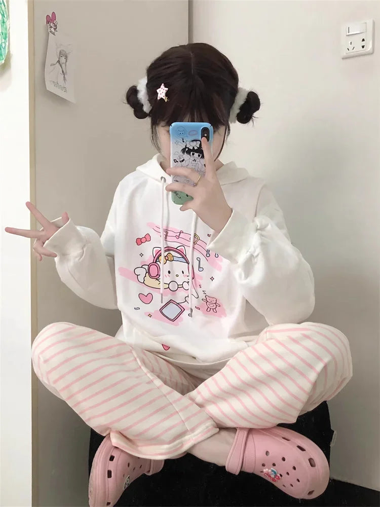 Pantalones básicos de rayas kawaii