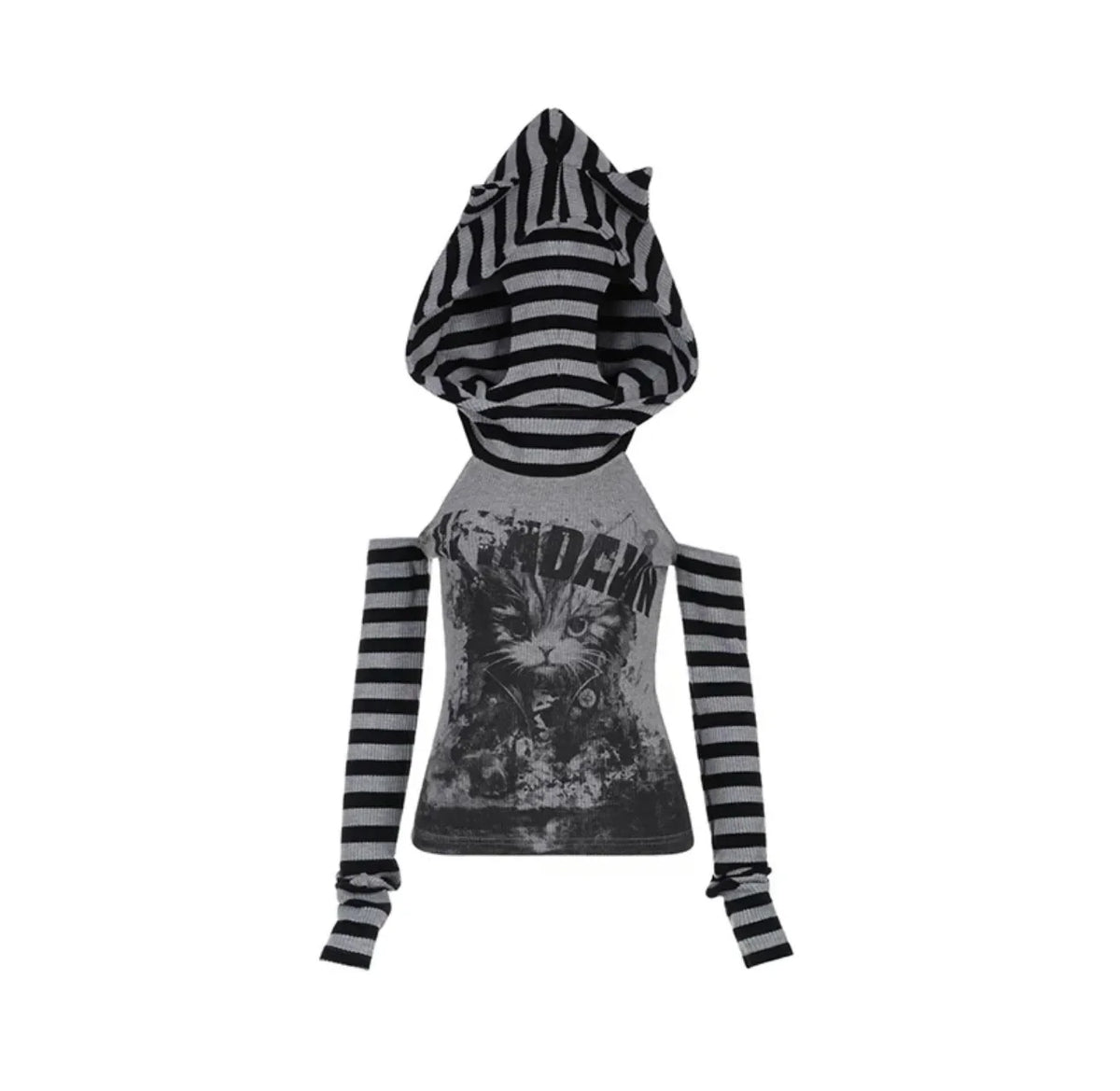 Gothic gestreifter Katzen-Hoodie 