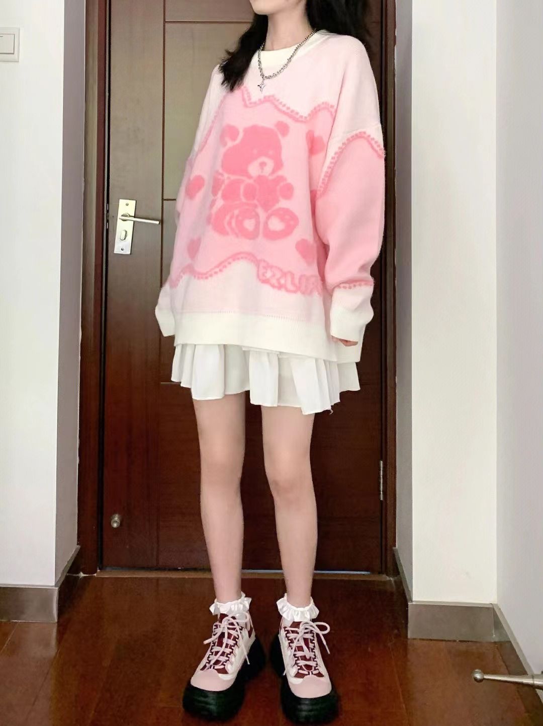 Kawaii Rosa Bärenpullover