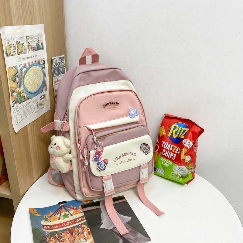 Conjunto de mochila y bolso con estética escolar japonesa